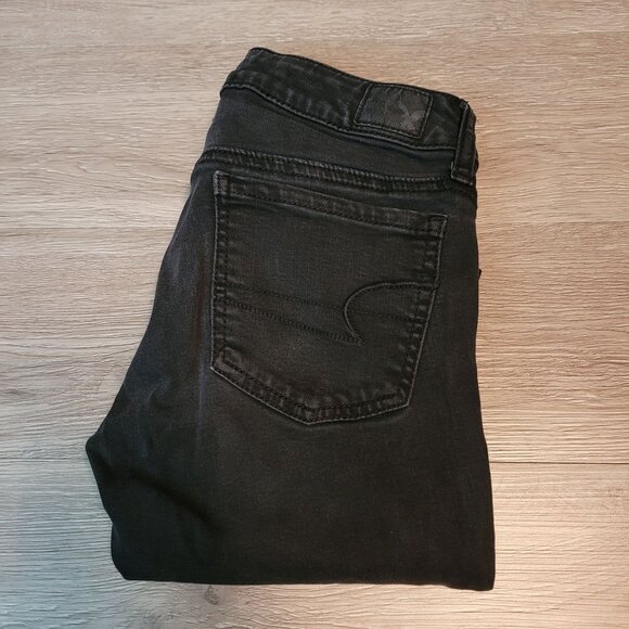 American Eagle Jeans 2 S Jegging Low Rise Super Stretch Black Wash Denim - Picture 3 of 10